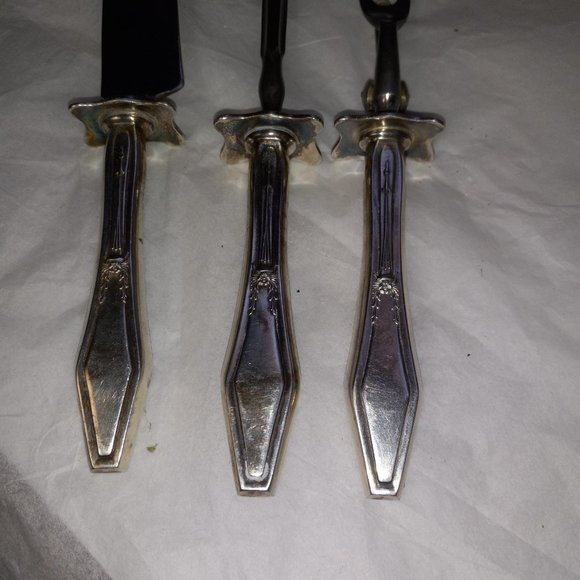 Vintage Holmes & Edwards Silver Plate Carving Set ~ Jamestown Pattern 1916 - Picture 3 of 6